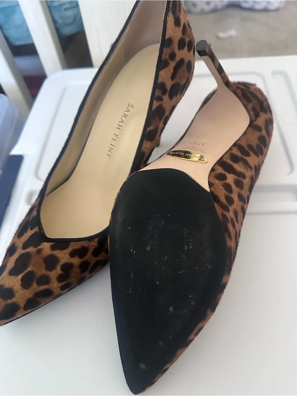 Sarah Flint Leopard-Print Pointed Toe Heels - Brown/Black